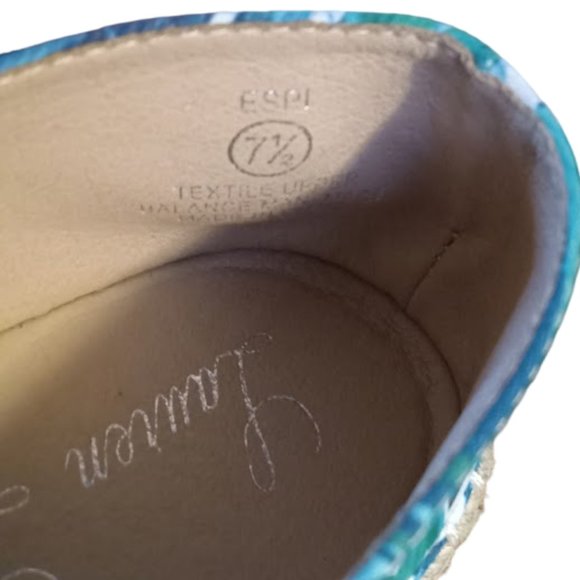 EUC 💎💎Jeweled 💎💎Tropical Palm Leaf Print Espadrille Flat | Women | Sz: 7 1/2